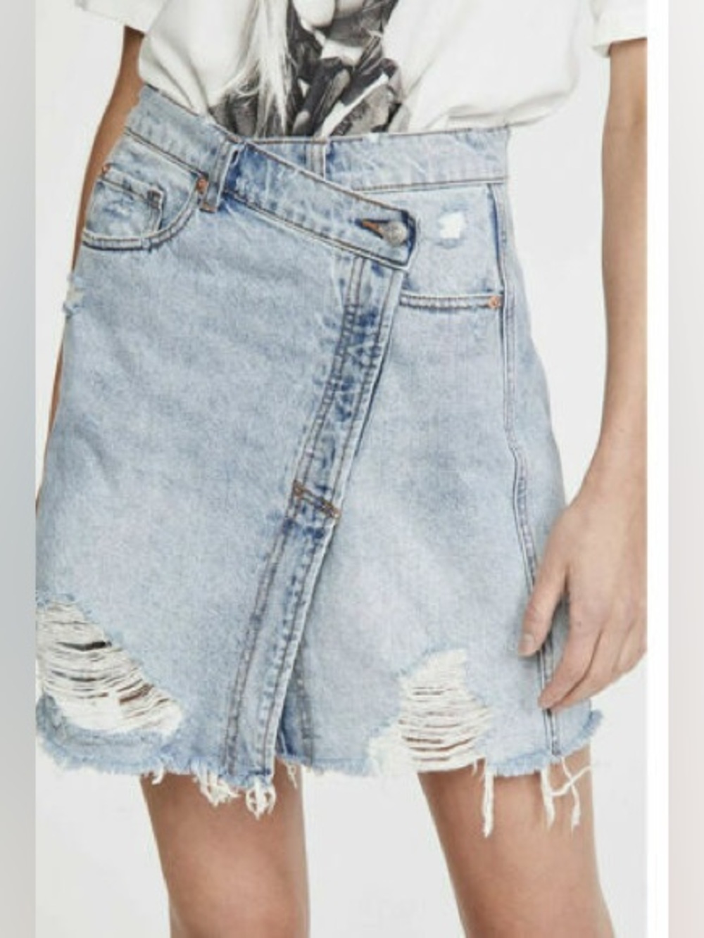 Free People Parker wrap denim skirt